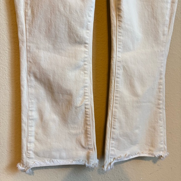 Paige Colette Crop Flare Jeans in light yellow with raw hem 29-rare color - Picture 4 of 9